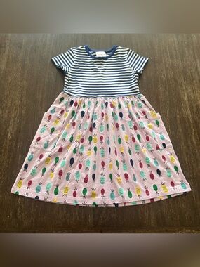 Hanna Andersson Pineapple Print Dress size 6/7 girls